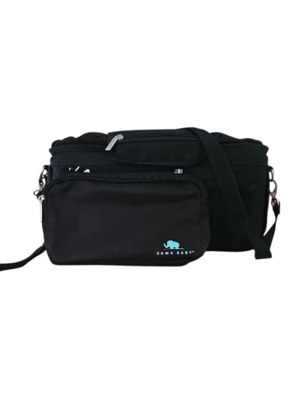 Dama Baby Stroller Organizer Diaper Bag Black Insulated Cup Holders Wristlet